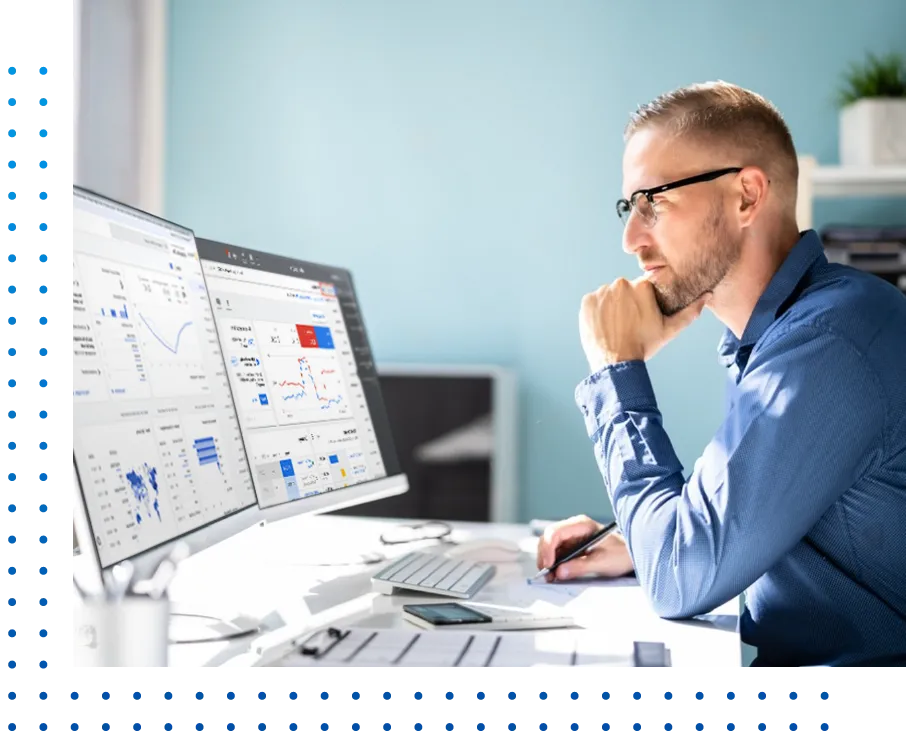 Marketer reviewing digital marketing performance